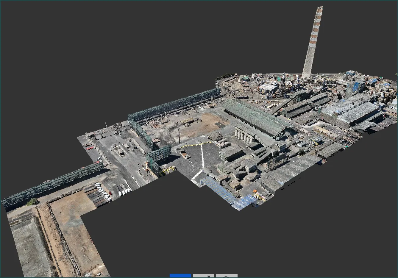 Nube de puntos LiDAR de instalación industrial en área de cese
